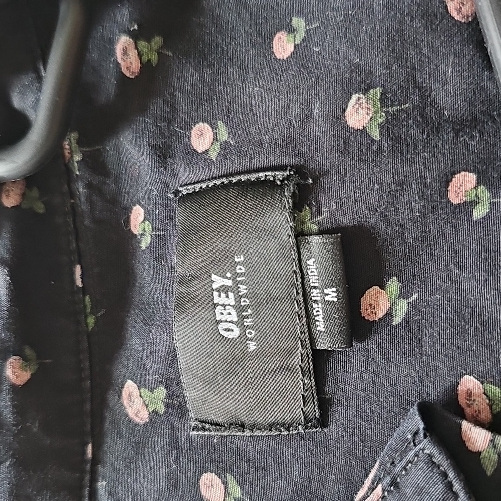 Obey Black Shirt with Pink Floral Design - Picture 3 of 3